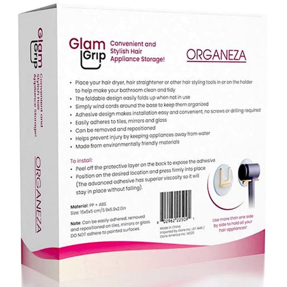 🆕 FOLDING WALL HOLDER HOOK for HAIR DRYER / APPLIANCE ~ Glam Grip - Picture 4 of 6